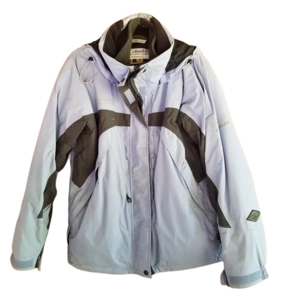 Vintage 2001 Columbia Titanium Light Blue/Gray Outdoor Ski Jacket With Liner